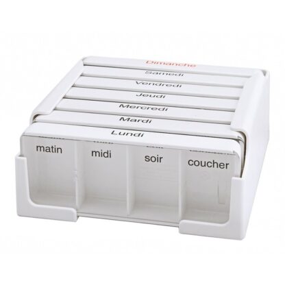 SAHAG Medi-7 pilulier 7 jours 4 cases jo blanc fr - immagine 3