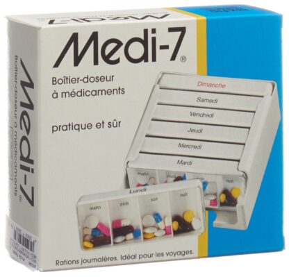 SAHAG Medi-7 pilulier 7 jours 4 cases jo blanc fr - immagine 2