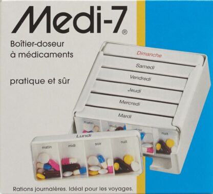 SAHAG Medi-7 pilulier 7 jours 4 cases jo blanc fr