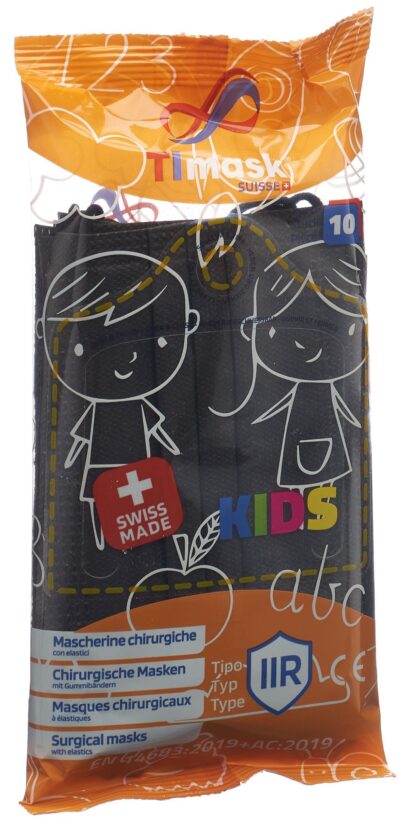 TIMASK Masque médic jet type IIR KIDS noir 10 pce - immagine 2