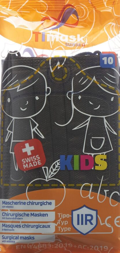 TIMASK Masque médic jet type IIR KIDS noir 10 pce