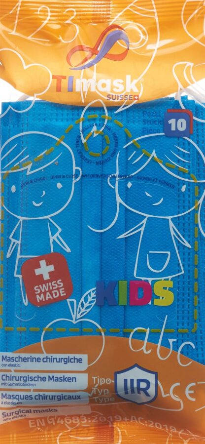 TIMASK Masque médic jet type IIR KIDS turq 10 pce