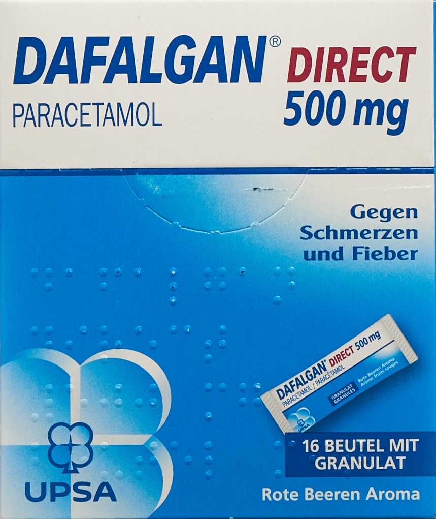 DAFALGAN Direct gran 500 mg baies rouges 16 pce