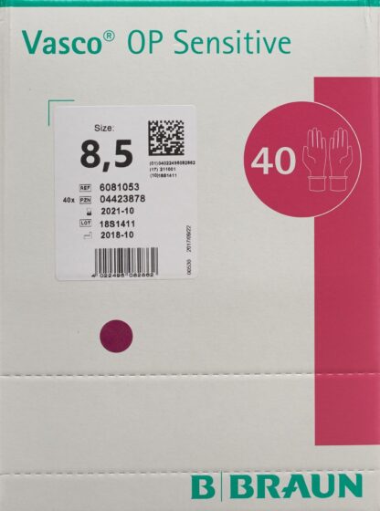 VASCO OP SENSITIVE gant Gr8.5 stérile lat 40 paire